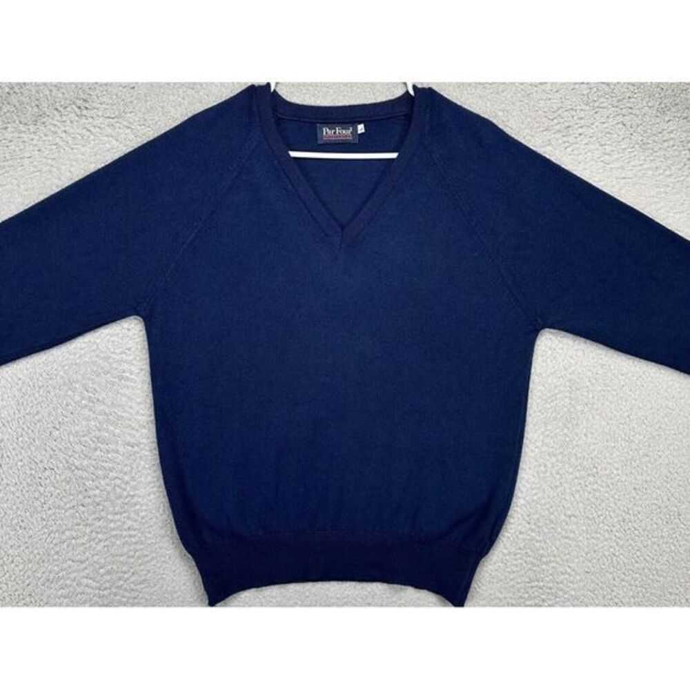 Par Four Sweater Adult Large Navy Blue Knit V-Neck Pullover Lightweight Mens - Picture 2 of 9